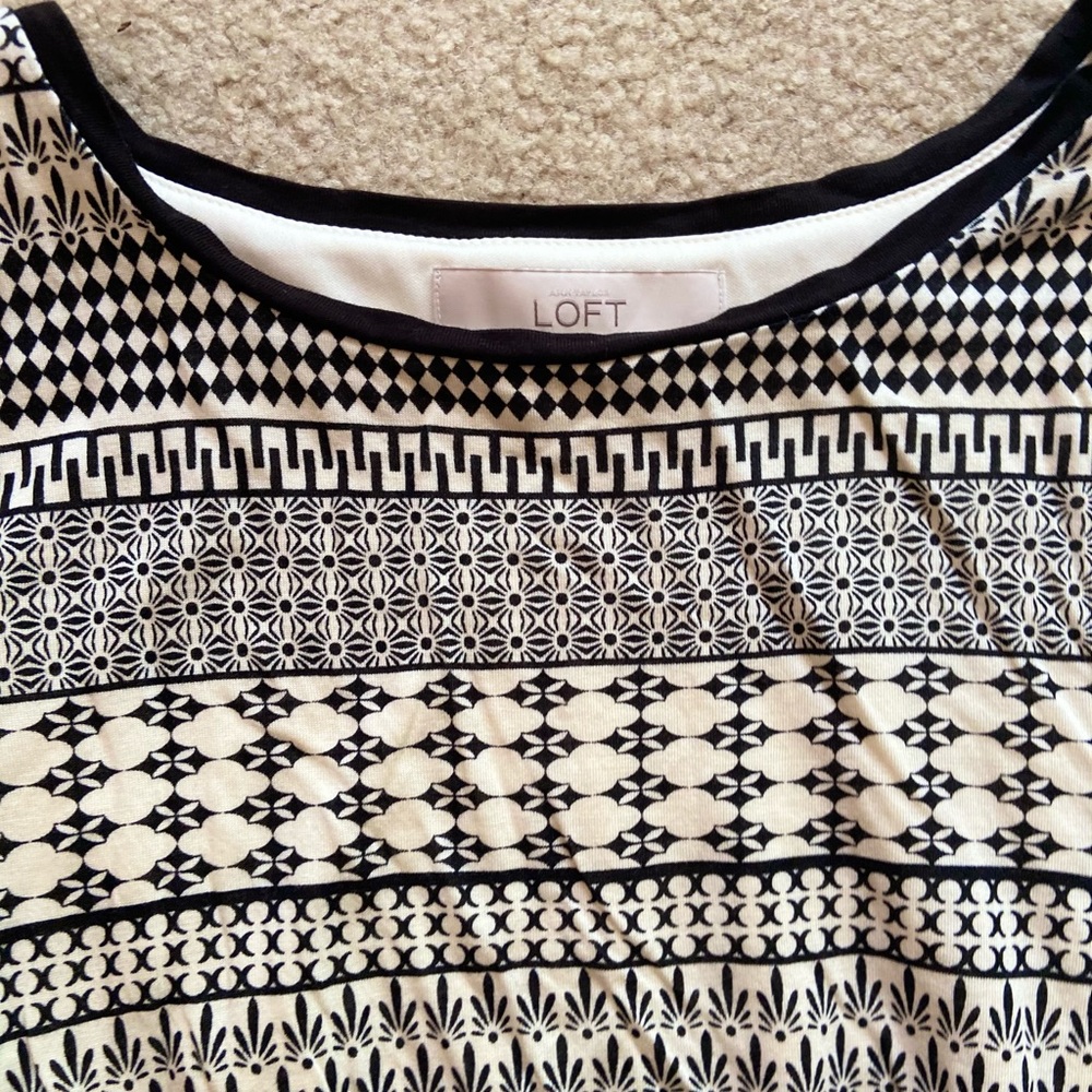 NWOT Ann Taylor Loft Black White Patterned Dress - Picture 5 of 7